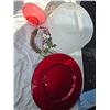 Image 6 : 7 Red Charger Plates – Heavy. Cake Carrier