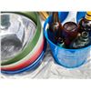 Image 4 : Vintage Bowls, Small Garbage Can, Vintage Booze Bottles