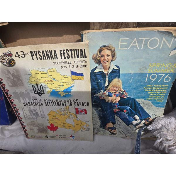 Eatons Catalogue, 43rd Pysanka Festival Book, Ultimatum Board Game. All Vintage