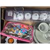 Image 5 : Misc Box – Pins, Welcome Sign in Box, Cream and Sugar on Plate, Small Candle Holders