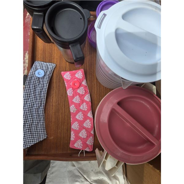 Misc Box – 2 Pitchers, Travel Mugs, Coffee Sleeves, serving Bowl