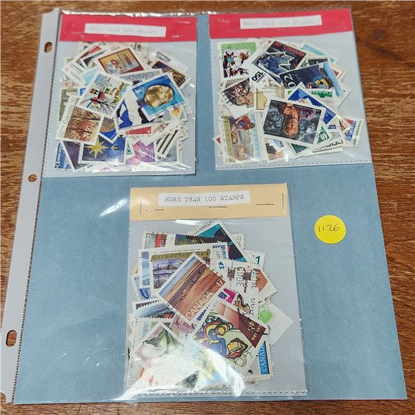 Binder Page Lot With over 300 Stamps, a Brain Teaser, One "Million Dollar Bill" With A celebrity Fac