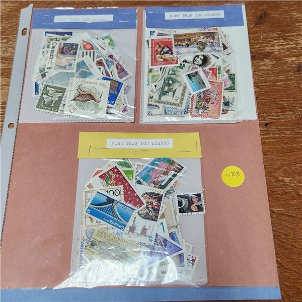 Binder Page Lot With over 300 Stamps, a Joke/funny, One "Million Dollar Bill" With A celebrity Face,