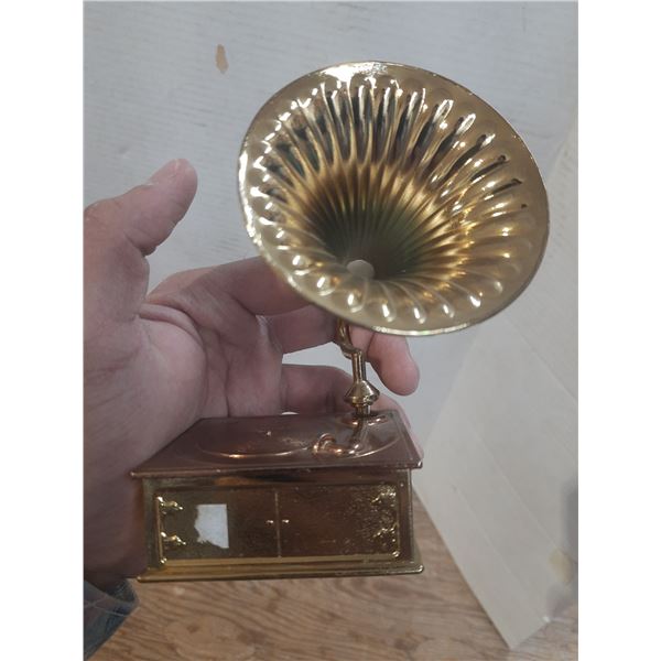 Brass Gramophone 3"X2.5"X1" Tall.