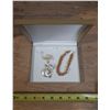 Image 1 : Gold Colored Bracelet (2) Brooches/Snowman with case.