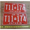 Image 1 : Pair 1976 Ontario License Plate.