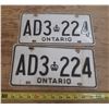 Image 1 : Pair Ontario License Plates.