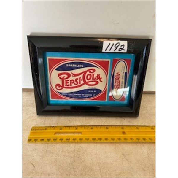 Pepsi cola labels in a frame