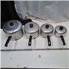 Image 1 : lot of 4 metal pots with lids