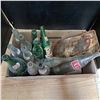 Image 1 : Various soda glass bottles, pepsi, coke and 7up and 2 damaged licence plates