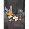 Image 4 : (2) 1980s Franklin Mint Crystal Bell birds (One damaged but pieces all there) w/24 KT gold rim