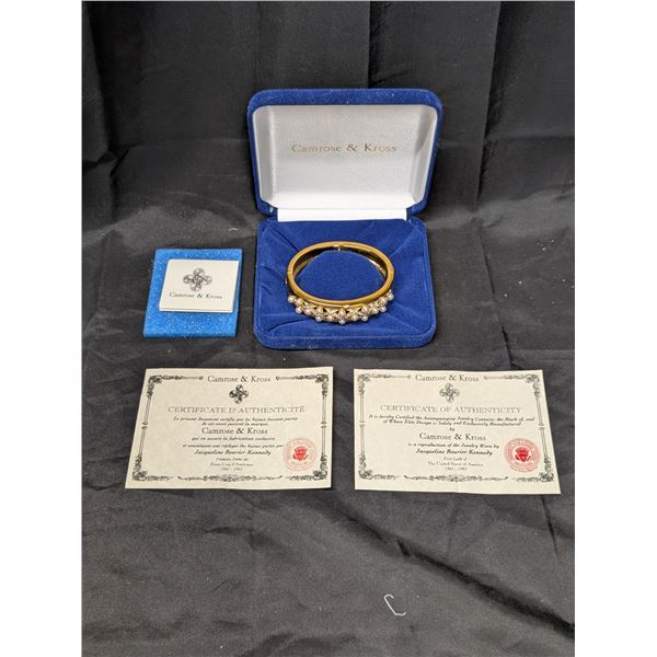 Vintage Camrose + Kross JBK Crystal Pearl Bracelet W/ Certificate