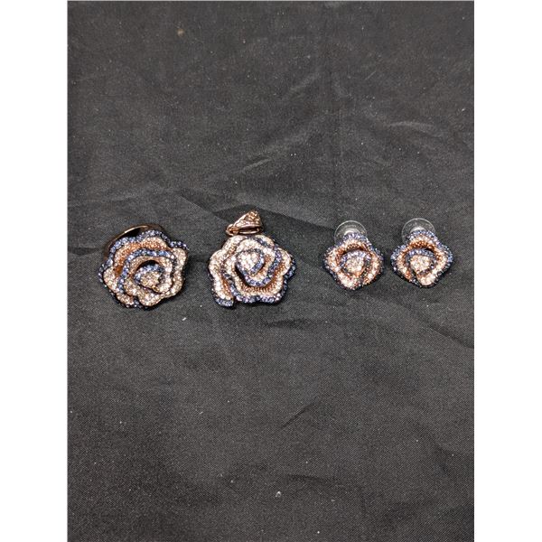 Rose Pattern ring Pendent, Earrings