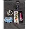 Image 1 : Avon Items heart charm Necklace, Ravishing Rose, 6 Pair Earring set, and etc. as shown