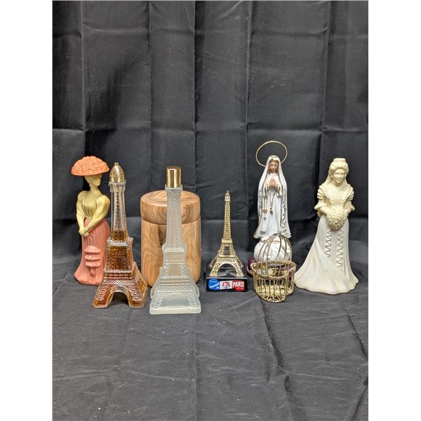 Pairs items, Woman Statues, Avon Bottles of Eiffel Tower, and etc.