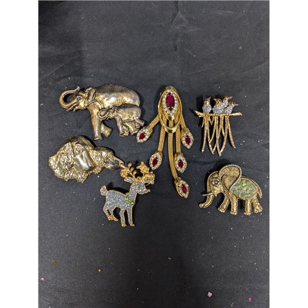 (6) brooch's Elephants