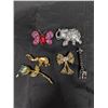 Image 1 : (6) Brooch's Flower Giraffe, Elephant, Butterfly