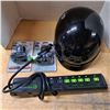 Image 1 : 2 head lamps, power bar and bike helmet size M