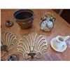 Image 2 : Brass Sconces, Pot, Candlesticks, Clock, etc