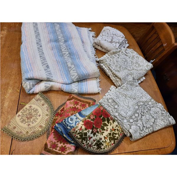 Various Talecloths, Mexican Blanket, Table Runners