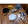 Image 1 : Assorted Vintage Hats, Purse, Mirrors & Brushes (backings are stained)