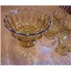 Image 2 : Vintage Amber Pedestal Serving Dish Set - Large Compote Bowl with 6 Dessert Bowls