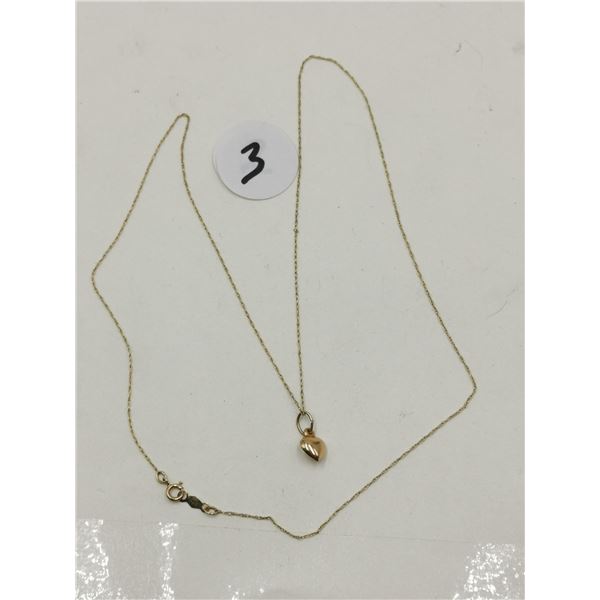 10k Gold Necklace With 10k Heart Pendant