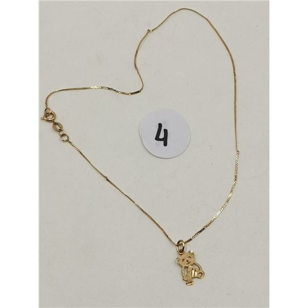 10k Gold Ankle Necklace, 10k Teddy Bear