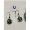 Image 4 : Green Stones Sterling Silver Earrings, Pendant