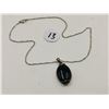 Image 1 : Sterling Silver Necklace and Pendant, Black Stone