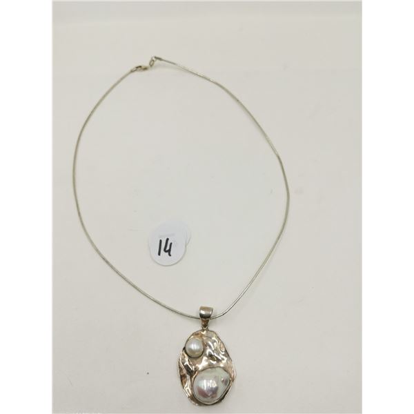 Sterling Silver Designer Pendant, Necklace, Pearls