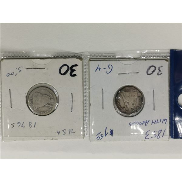 1853 Arrows and 1876-5 U.S Silver Dimes
