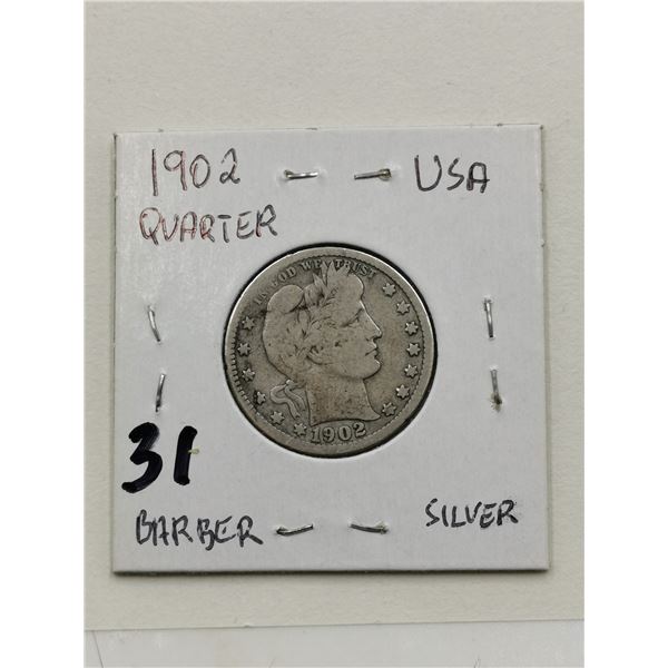 1902 U.S Silver Quarter