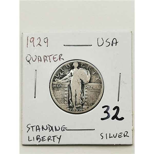 1929 U.S Silver Quarter