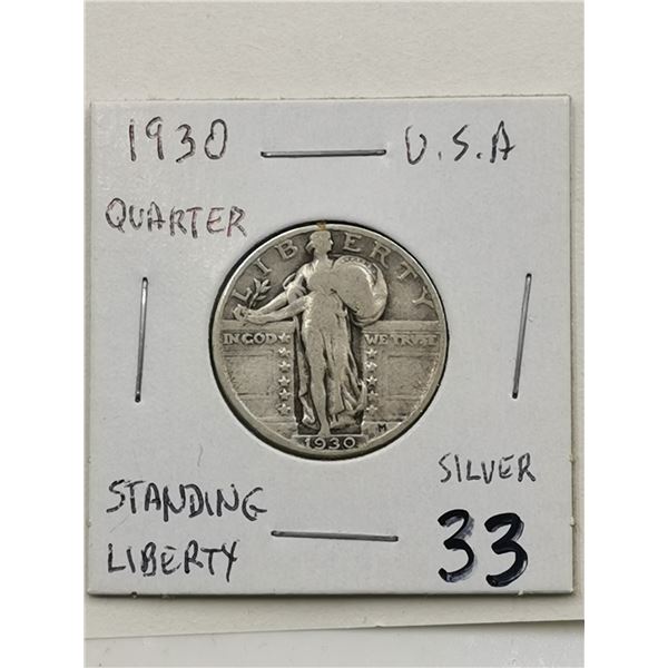 1930 U.S Silver Quarter