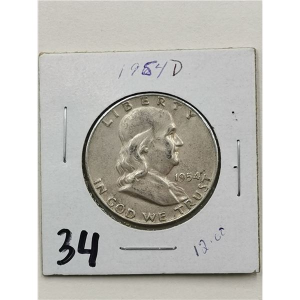 1954-D U.S Silver Half Dollar