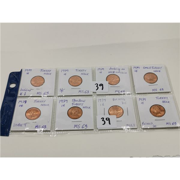 UNC 1979 Error 1 Cent Coins, Turkey Necks, ETC