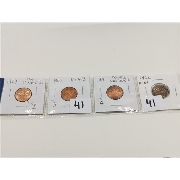 1962 Harp + 3 Hanging One Cent Coins