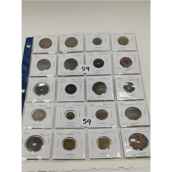 Lot of 20 Very Old World Copper Coins