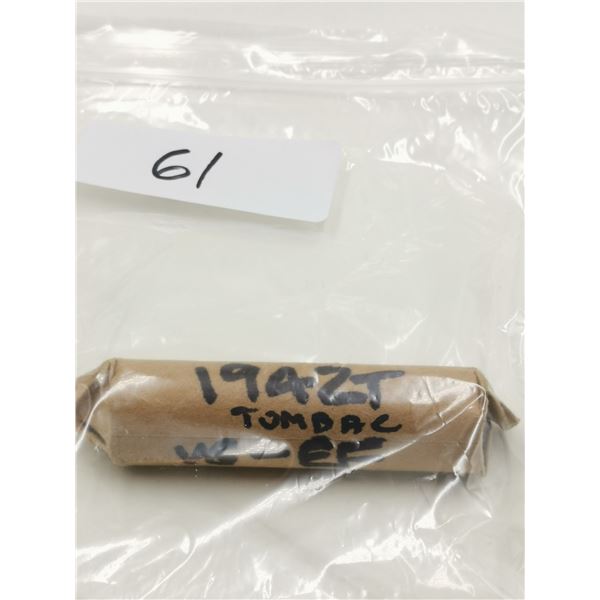 Full Roll of 1942 TOMBAC 5 Cent Coins