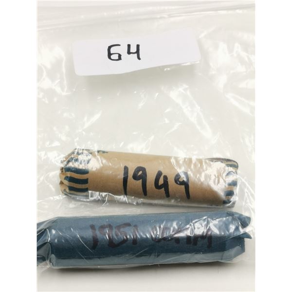1949 and 1951 COMM Full Rolls of 5 Cent Coins