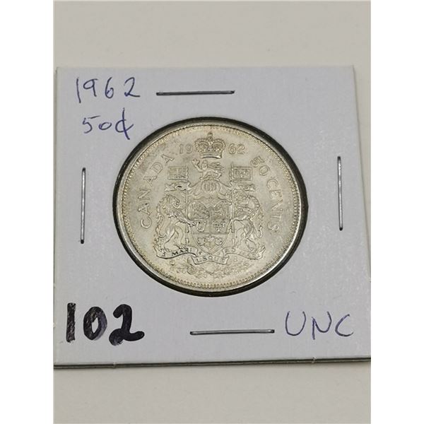 1962  Silver 50 Cent Coin, UNC
