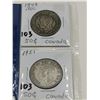 Image 1 : 1949 and 1951 Silver 50 Cent Coins, F