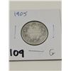 Image 1 : 1905 Silver 25 Cent Coin, G