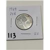 Image 1 : 1949  Silver 25 Cent Coin, EF
