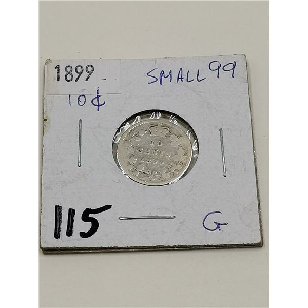 1899 Small 99 Silver 25 Cent Coins