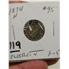 Image 1 : 1874 H Crosslet 4 Silver 5 Cent Coin, F15