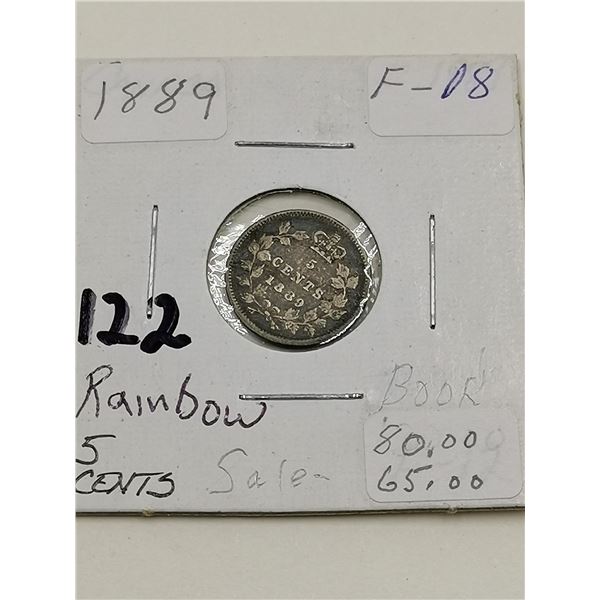 1889 Silver 5 Cent Coin, F18