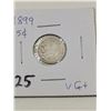Image 1 : 1899 Silver 5 Cent Coin, VG+