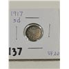 Image 1 : 1917 Silver 5 Cent Coin,VF20
